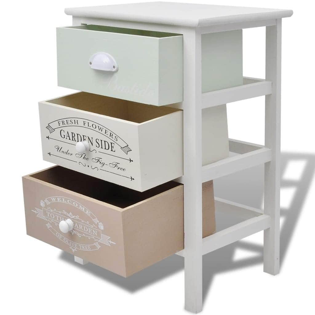 French Storage Cabinet 3 Drawers Wood