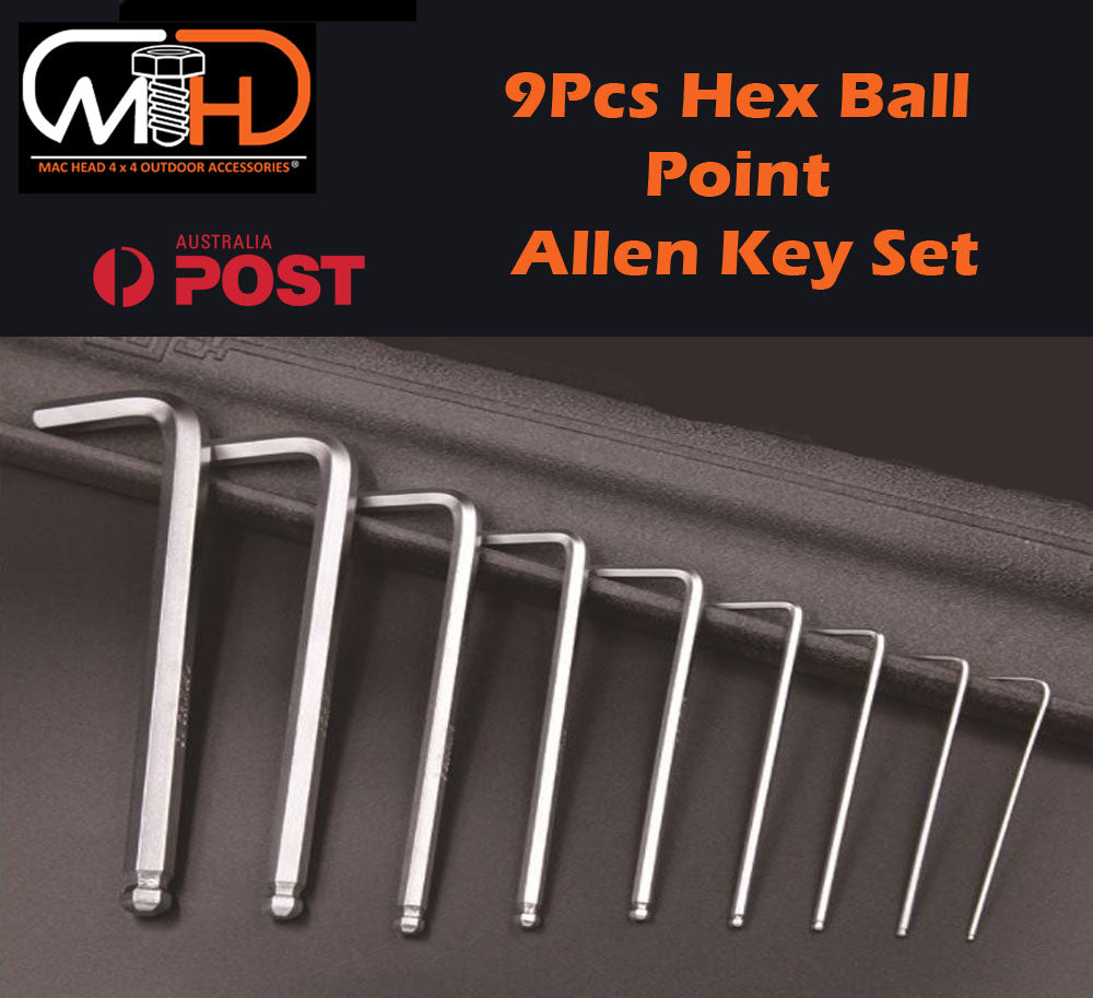 9Pcs Long Arm Allen Keys Set Metric Ball End Hex Allan Kit