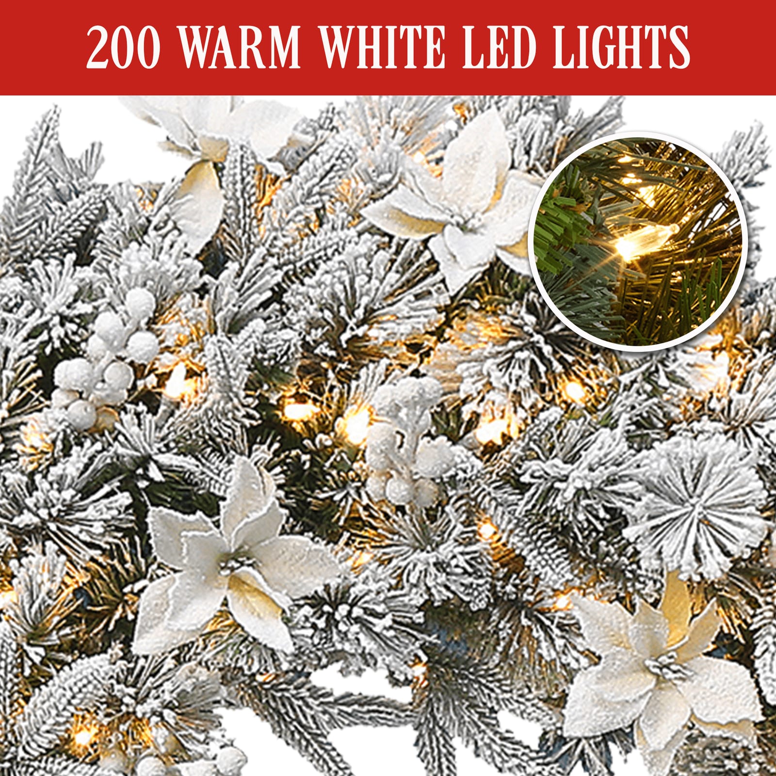 Frosted Colonial Pre-Lit Christmas Wreath - 122cm with 122Cm