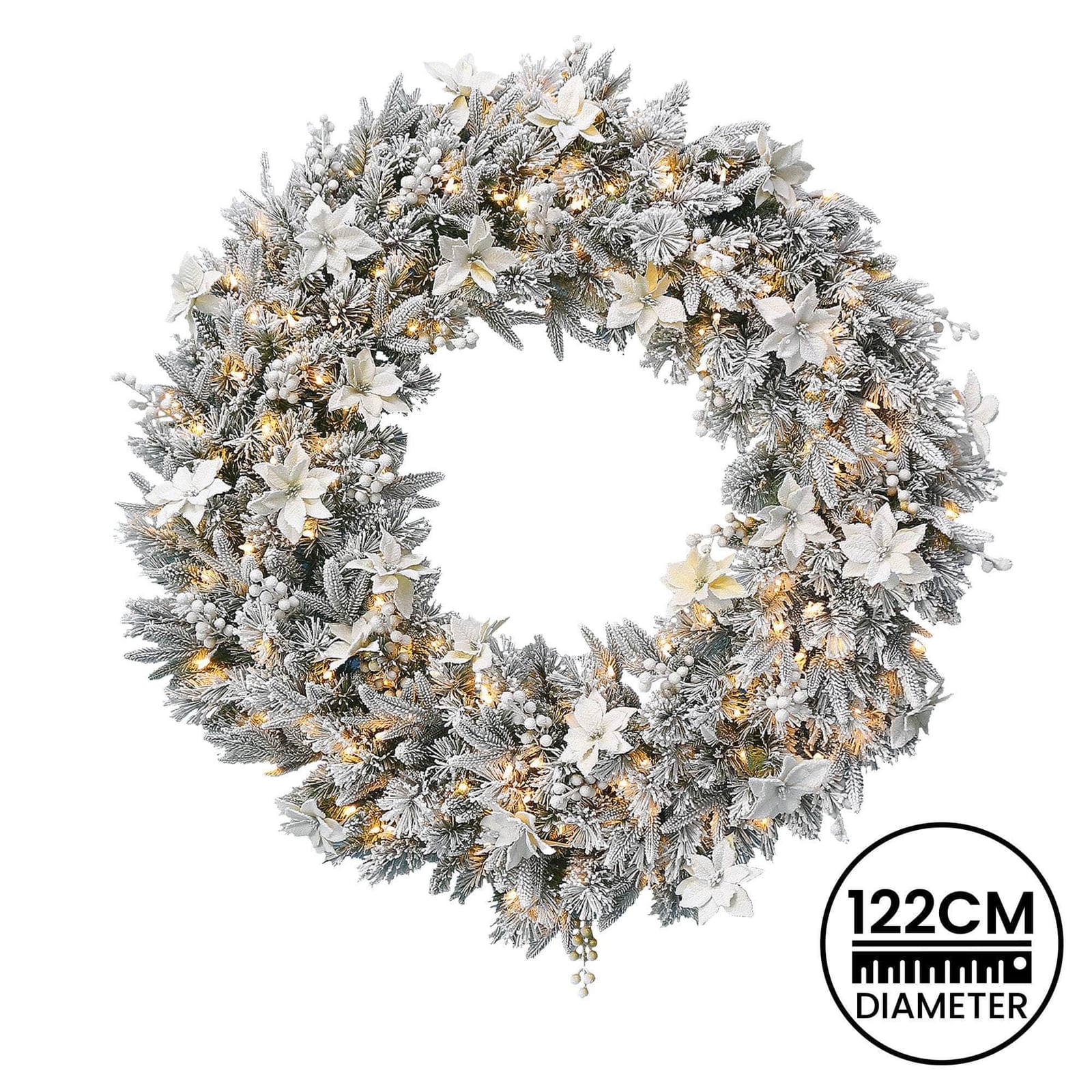 Frosted Colonial Pre-Lit Christmas Wreath - 122cm | Christmas