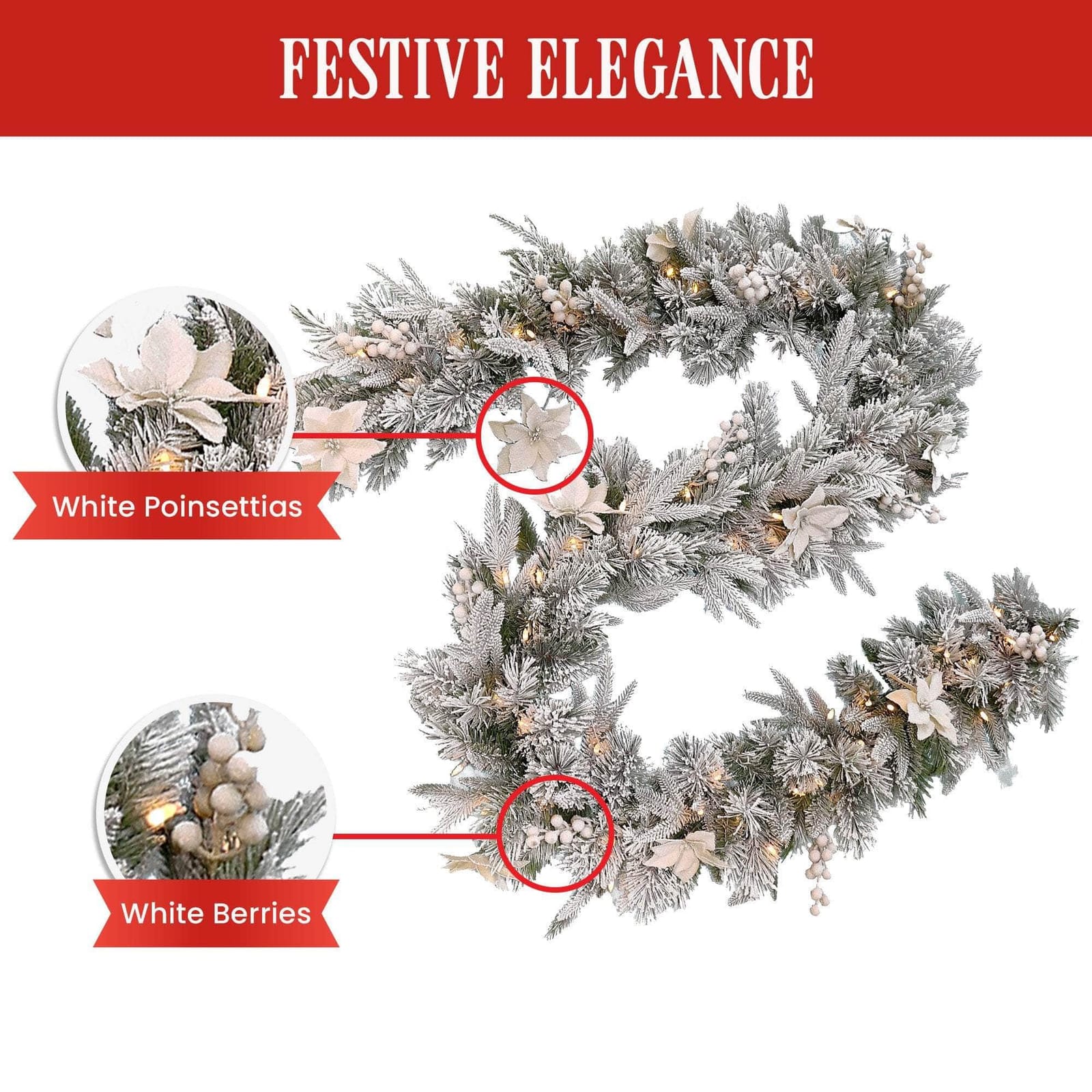 19dsd - Frosted Colonial Christmas Garland - 274cm - photo 11