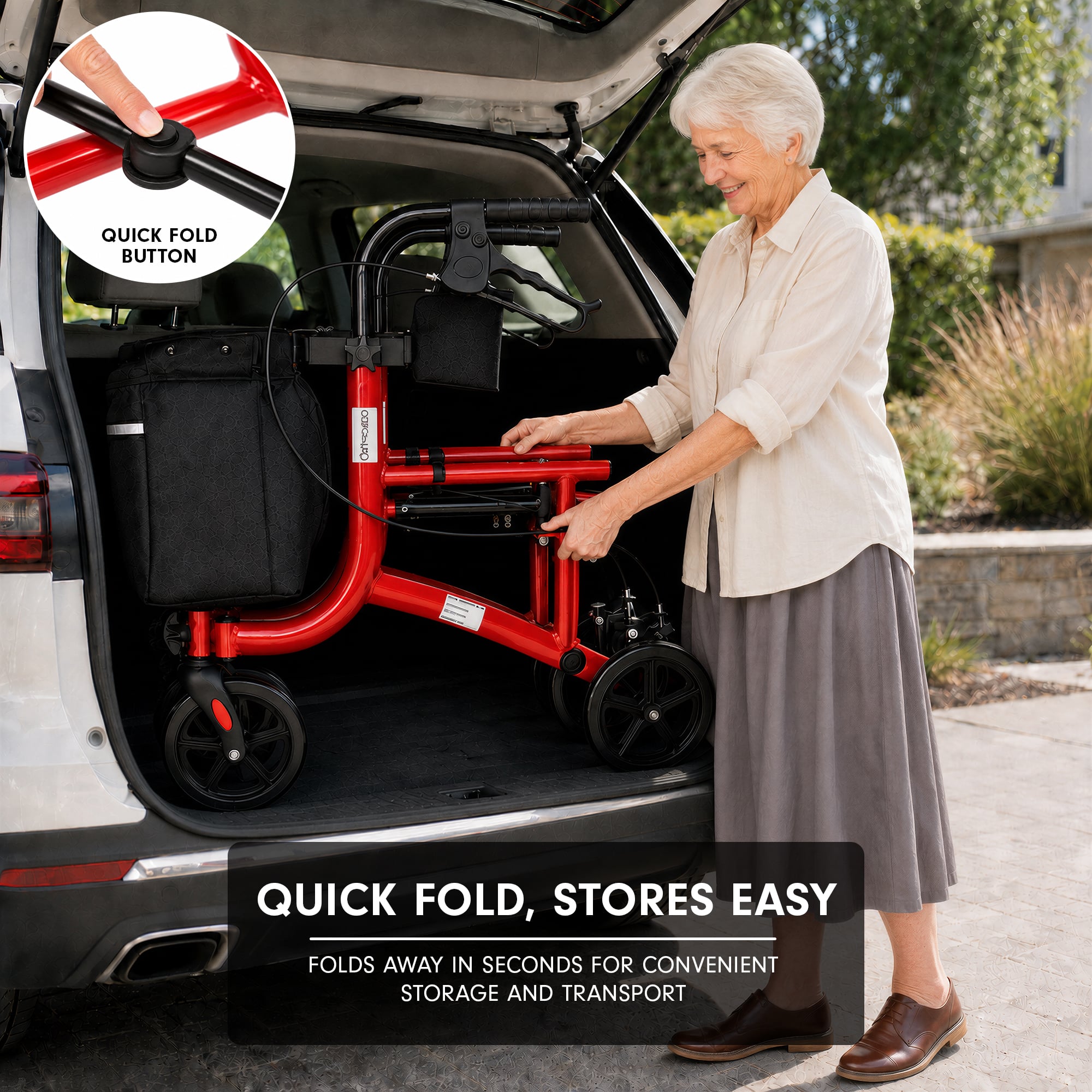 Folding Rollator Walker Lightweight 59x65x78cm