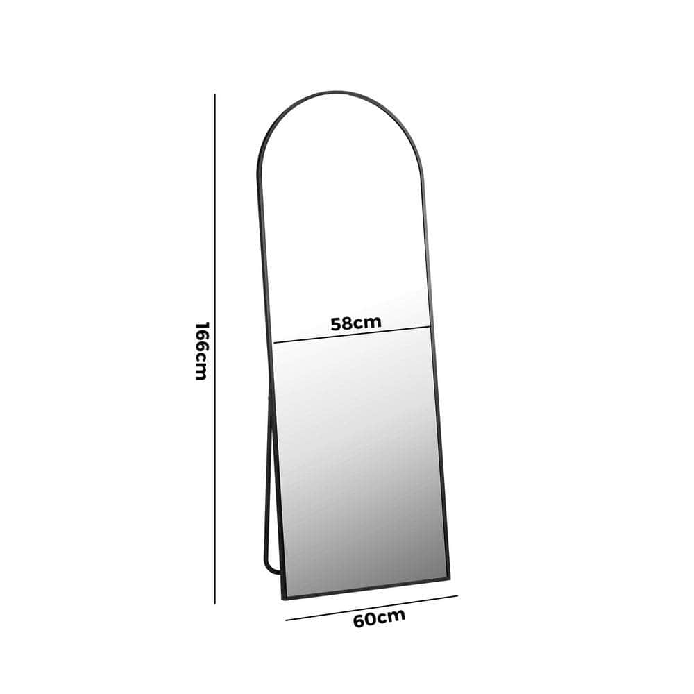 Full Length Mirror Arched 166x60cm Free Standing Black