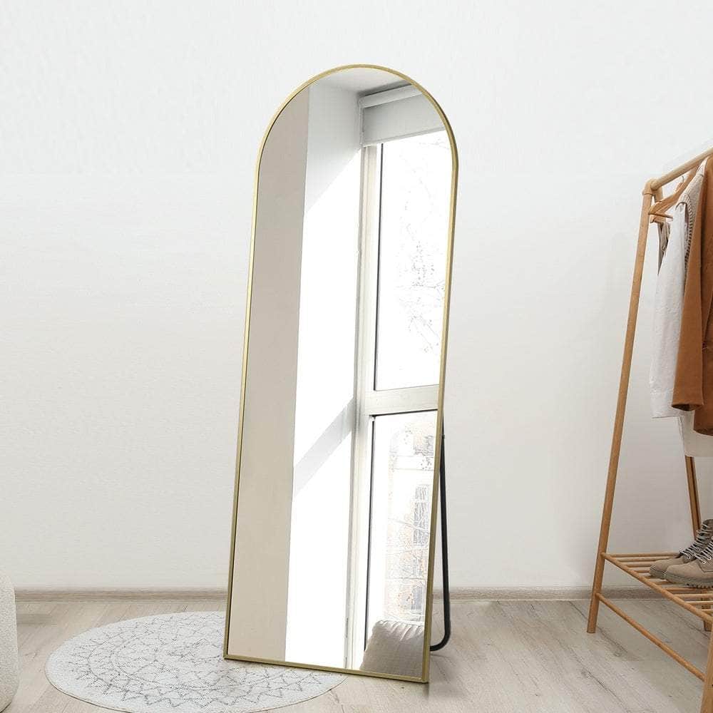 Full Length Mirror Arched Free Standing Gold 166x60cm