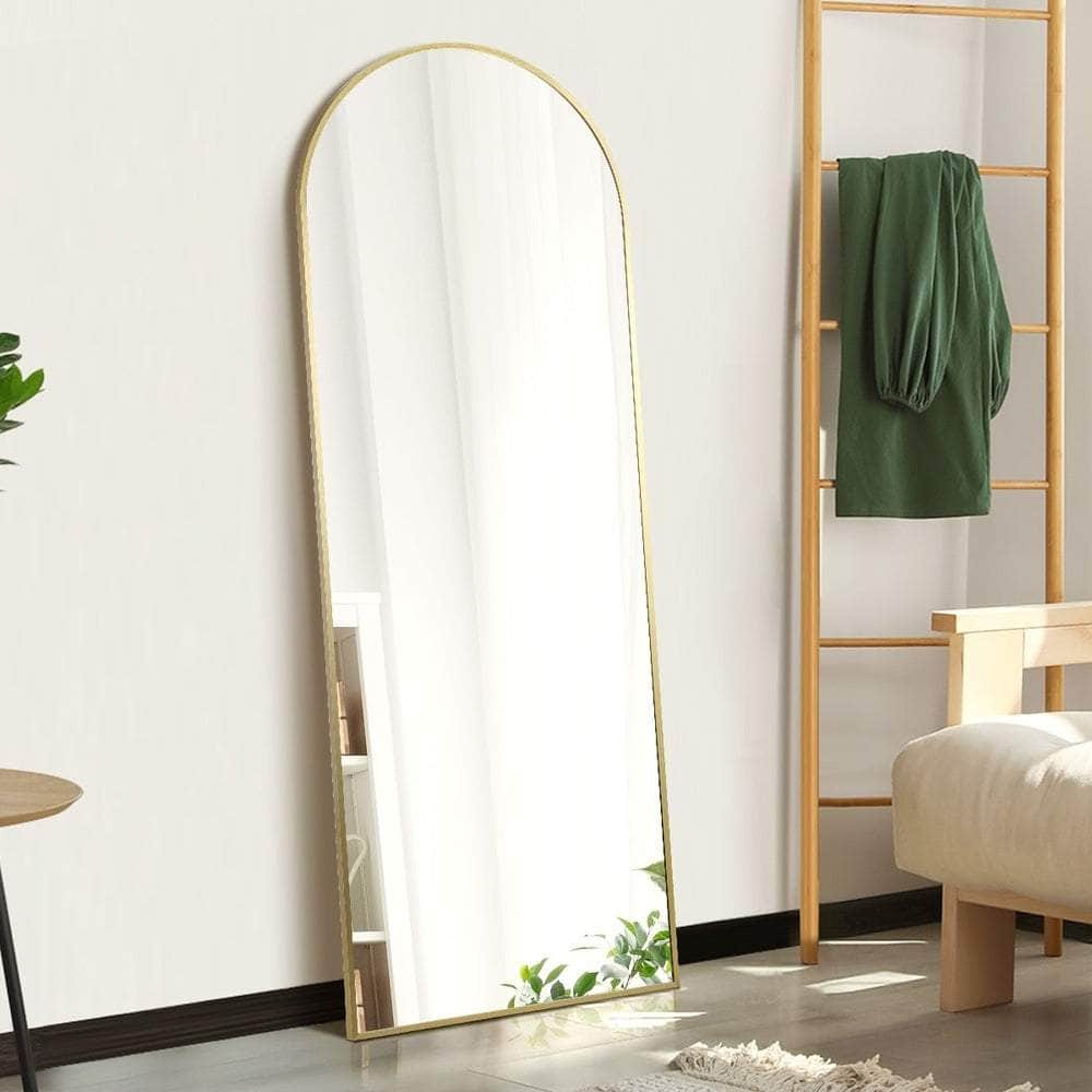 Full Length Mirror Arched Free Standing Gold 166x60cm