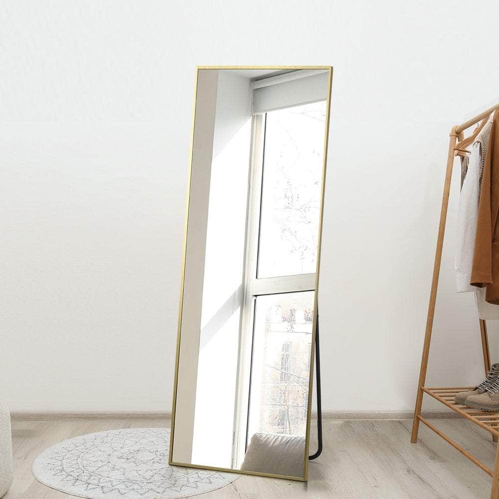 Full Length Mirror Rectangle Free Standing Black/Natural/Gold | Black colour