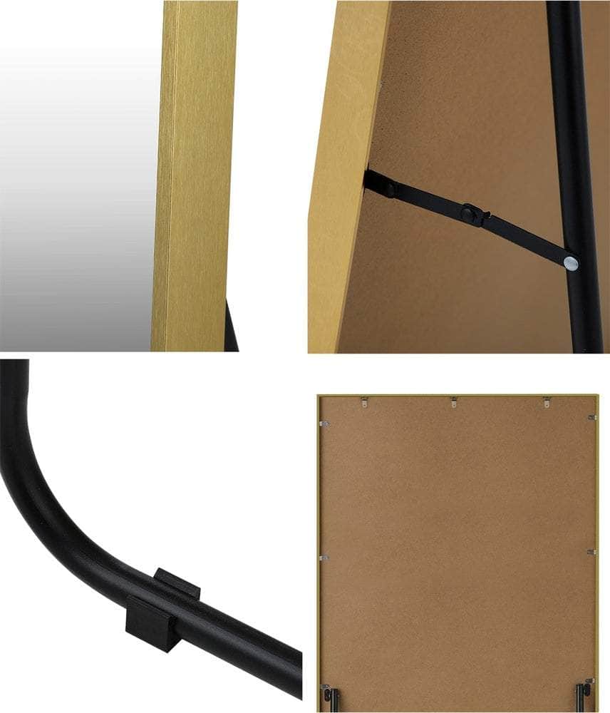 Full Length Mirror Rectangle Free Standing Black/Natural/Gold