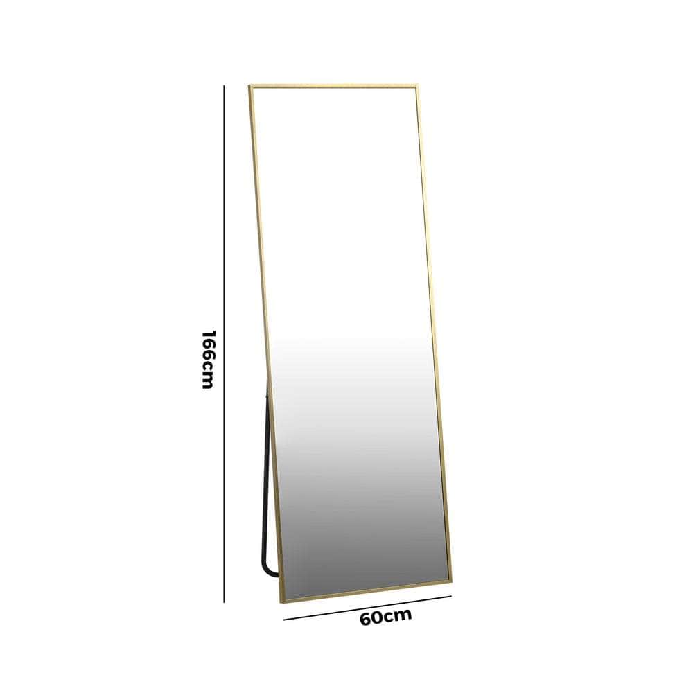 Full Length Mirror Rectangle Free Standing Black/Natural/Gold