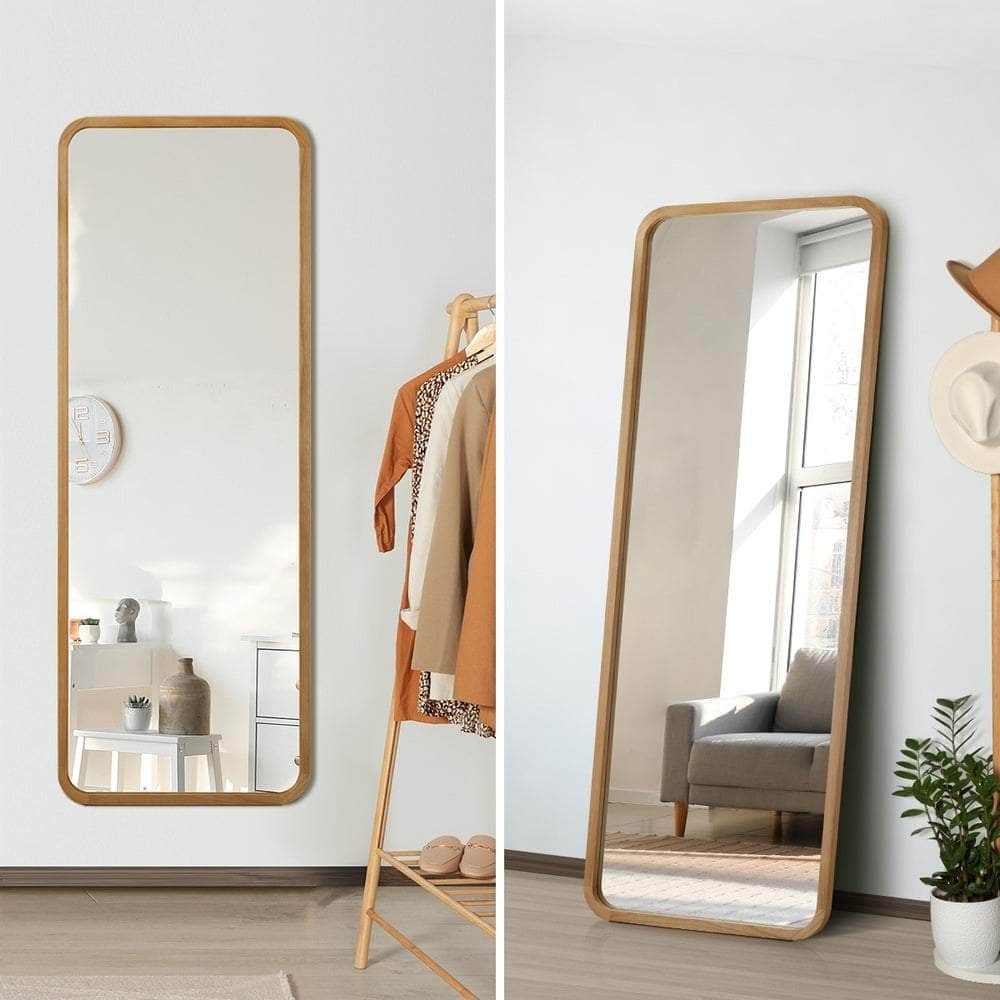 Full Length Mirror Rectangle Free Standing Black/Natural/Gold - Full Length Mirror