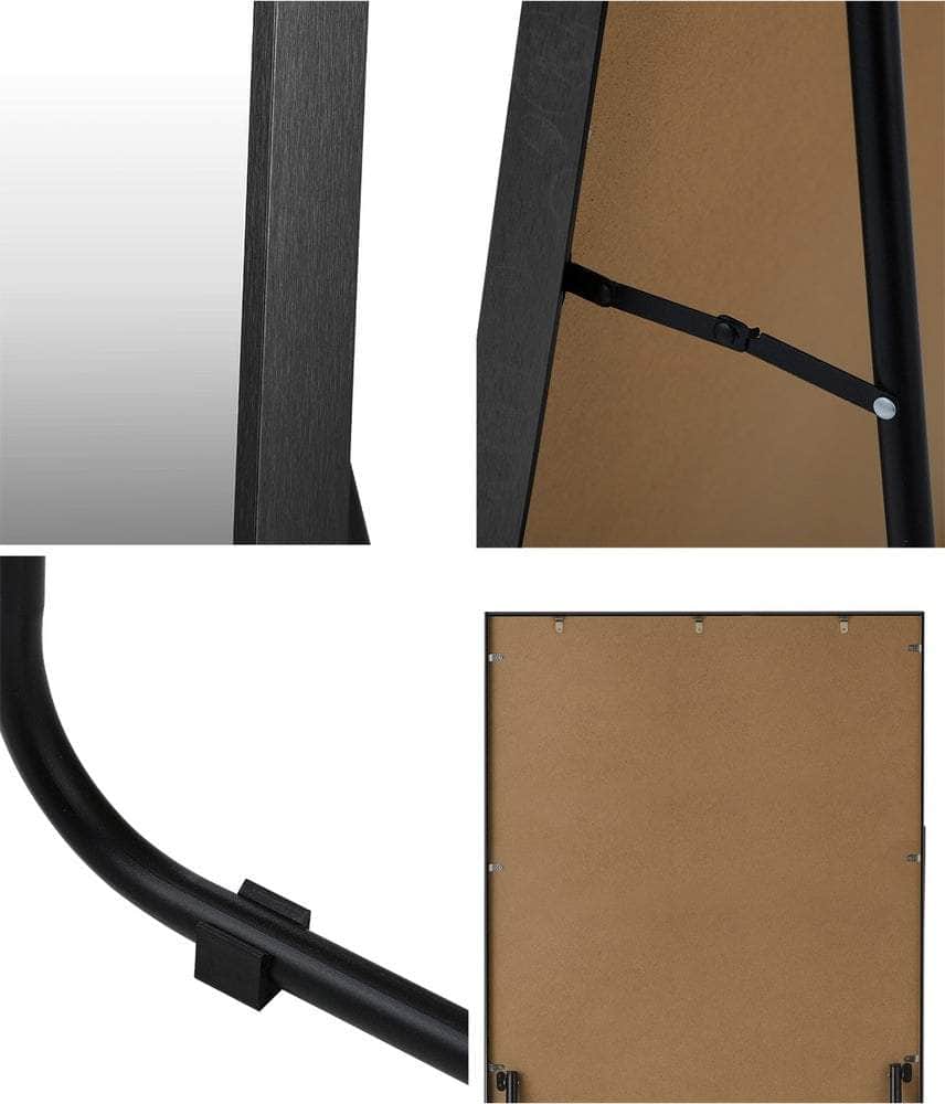 Full Length Mirror Rectangle Free Standing Black/Natural/Gold