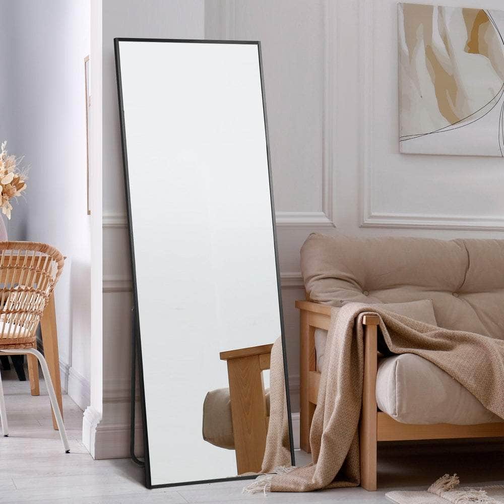 Full Length Mirror Rectangle Free Standing Black/Natural/Gold, Black colour - photo 30