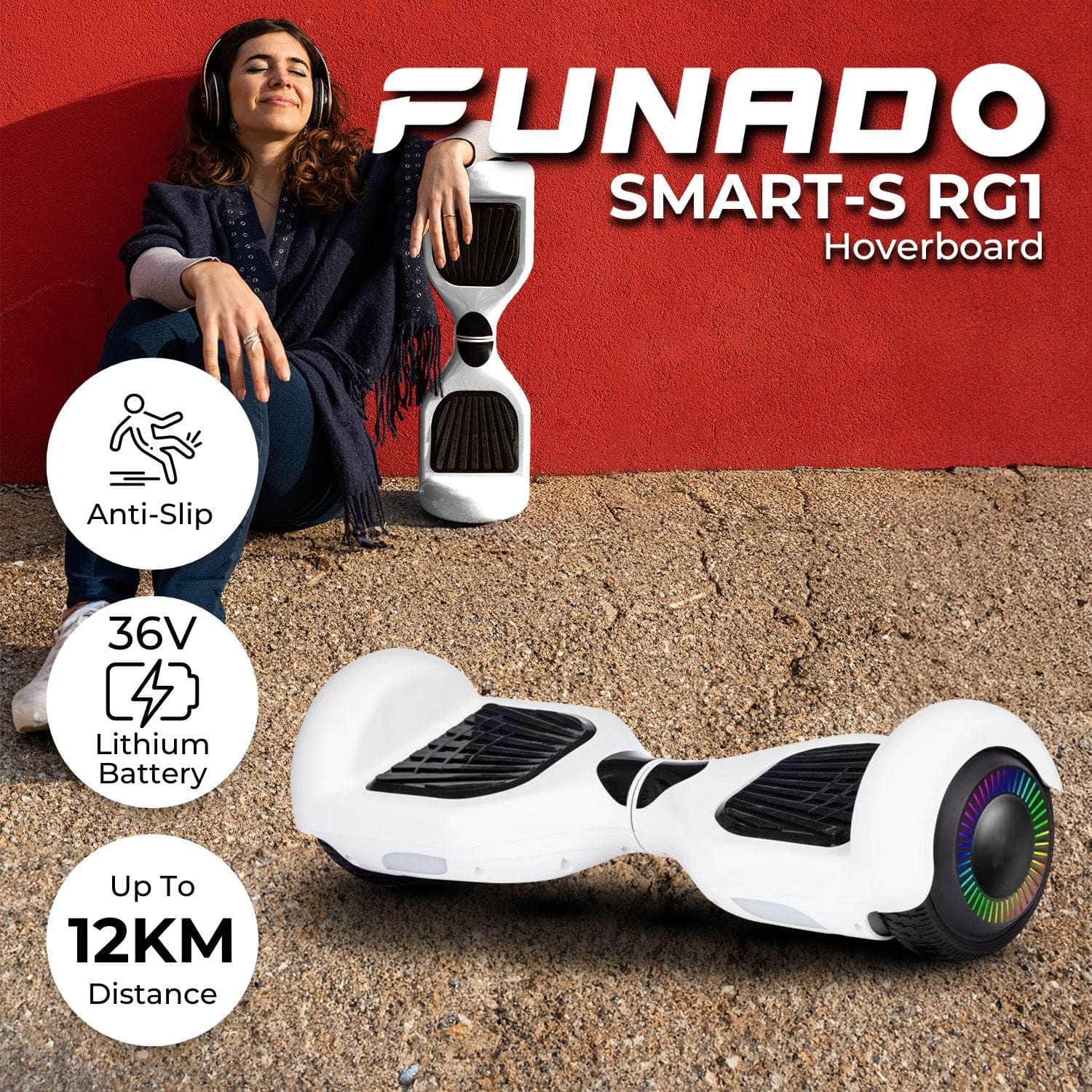 Funado Smart-S Rg1 Hoverboard White Fnd-Hb-101-Qk
