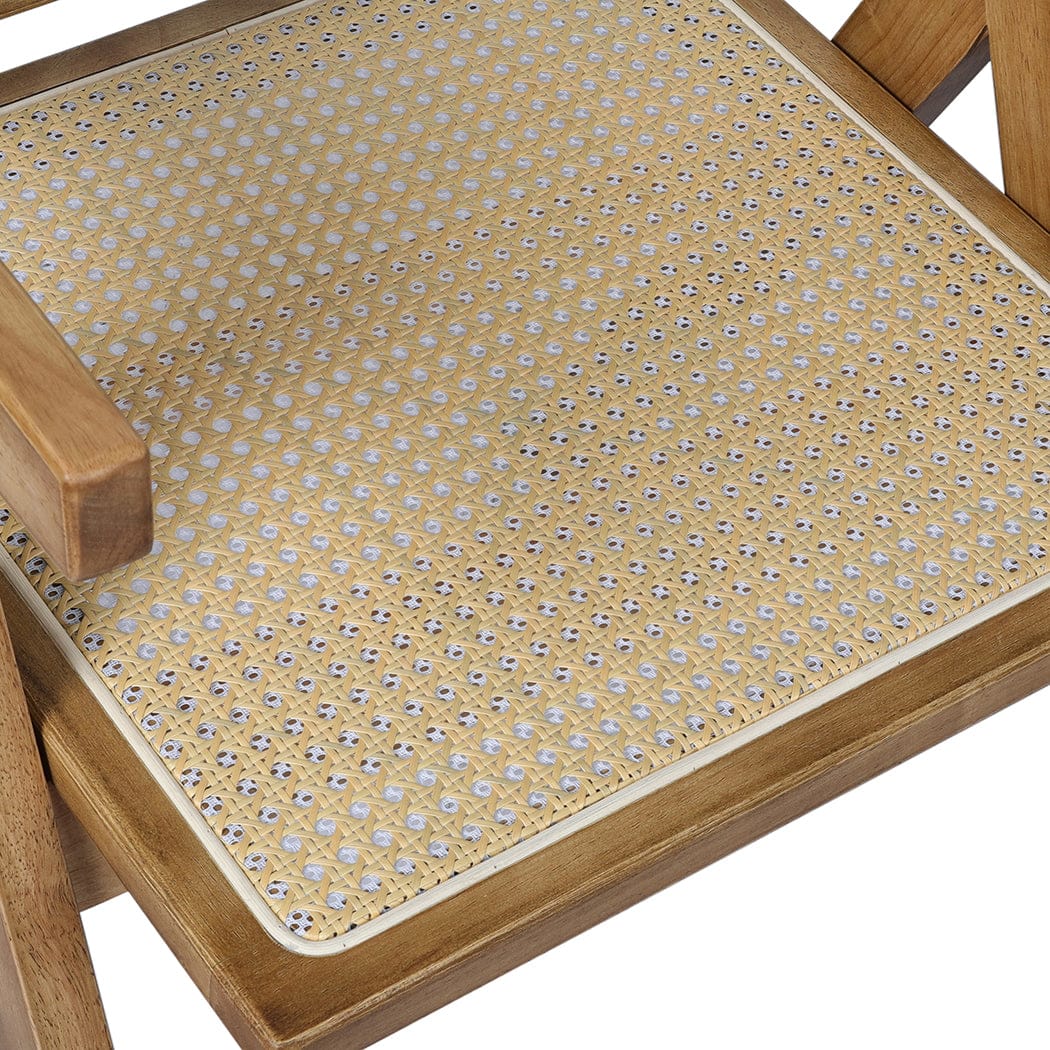 Functional 1x Dining Chair Solid Wood Rattan Natural  High Back, Wood finish