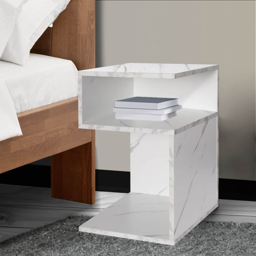 Functional 1xBedside Tables Drawers Side White  Multipurpose Use