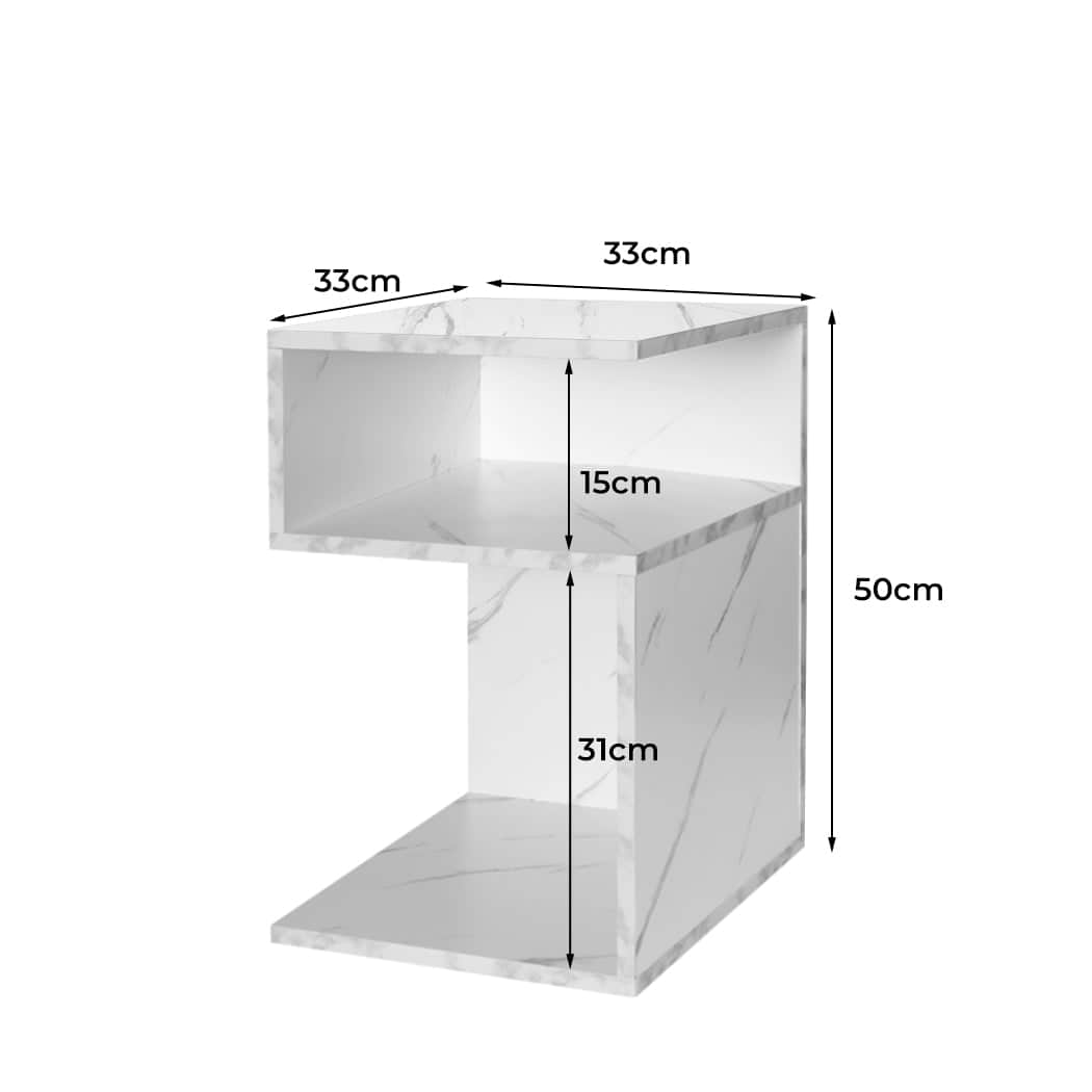 Functional 1xBedside Tables Drawers Side White  Multipurpose Use