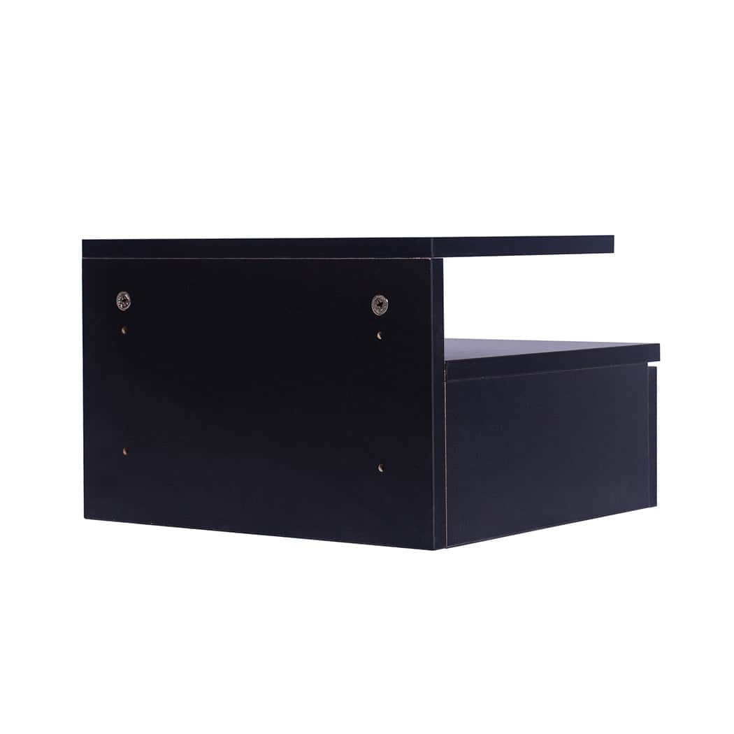 Functional 2x Bedside Tables Side Table Black  Wood Finish Classic