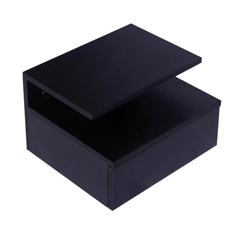 Functional 2x Bedside Tables Side Table Black  Wood Finish Classic