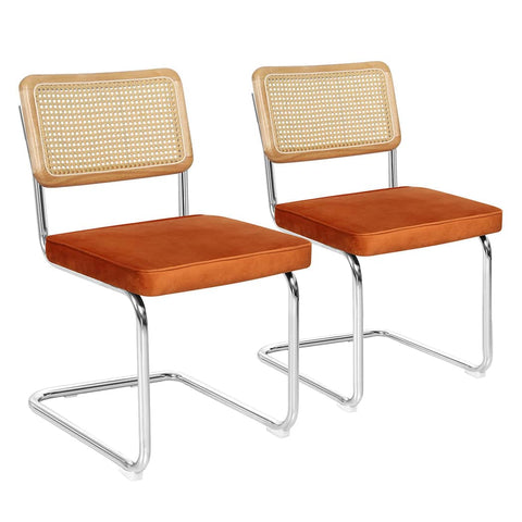 Functional 2xRattan Chair Dining Chairs Orange  Soft Cushion