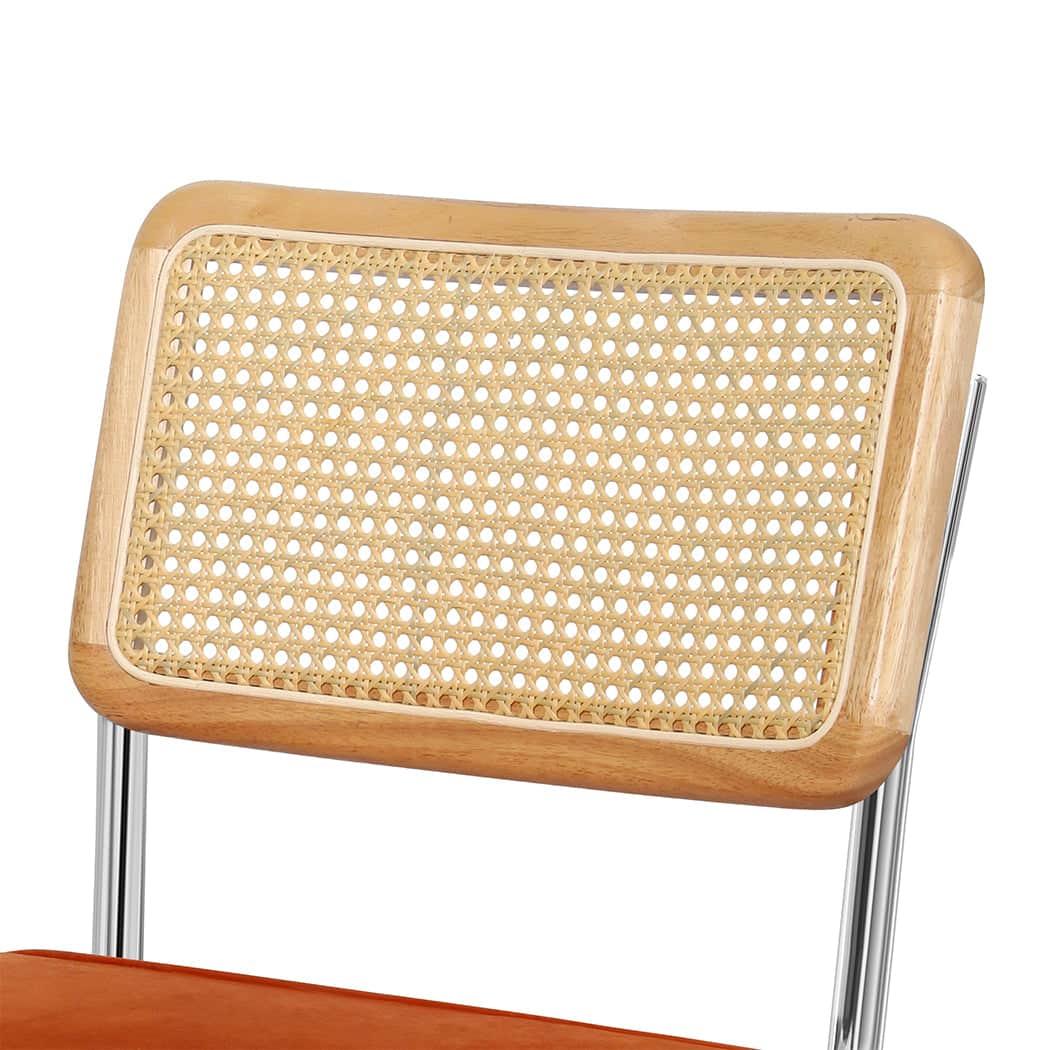 Functional 2xRattan Chair Dining Chairs Orange  Soft Cushion