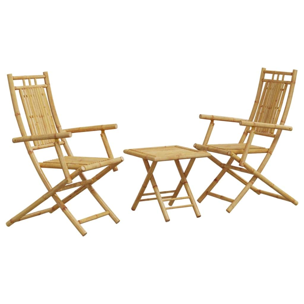 Functional 3 Piece Bistro Set Bamboo Outdoor Retreat Patio Relax