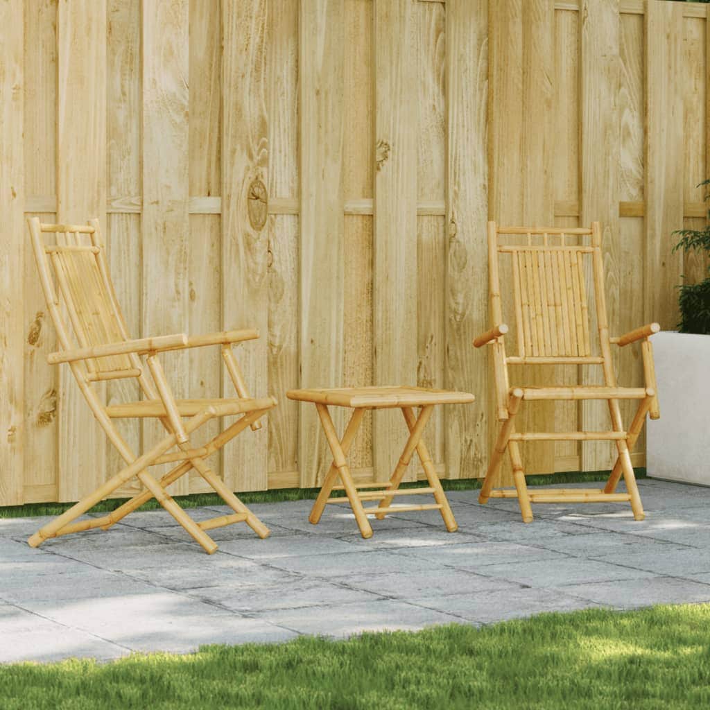 Functional 3 Piece Bistro Set Bamboo Outdoor Retreat Patio Relax