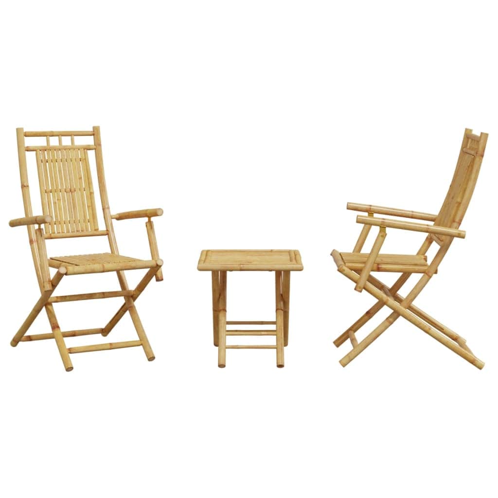 Functional 3 Piece Bistro Set Bamboo Outdoor Retreat Patio Relax