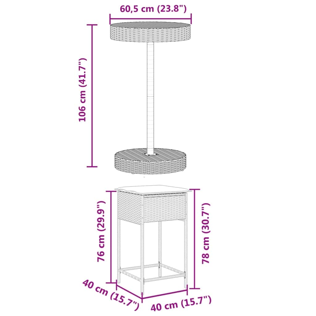 Functional 3 Piece Garden Bar Set Indoor Outdoor Use Outdoor Living