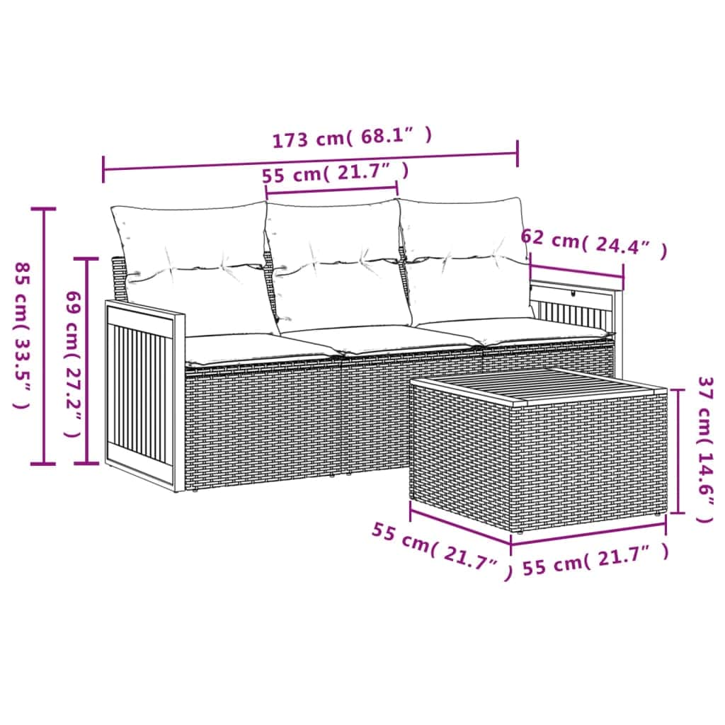 Functional 4 Piece Garden Sofa Set Home Decor Accent Summer