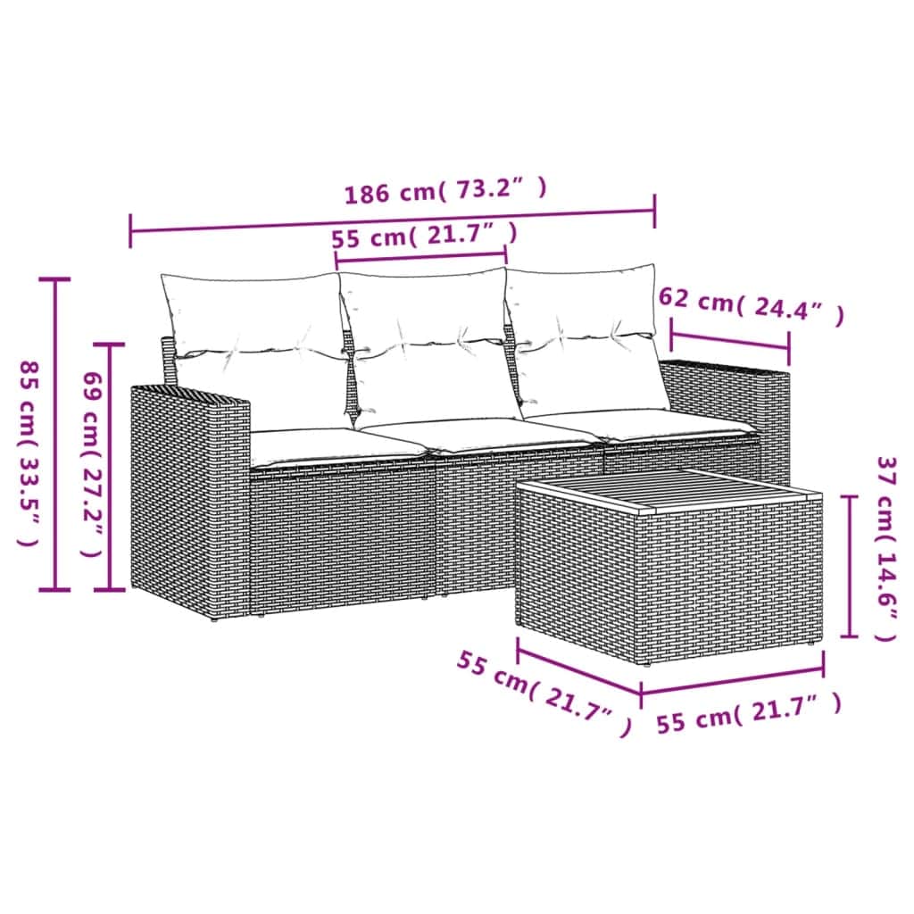 Functional 4 Piece Garden Sofa Set Living Space Upgrade Modern Living