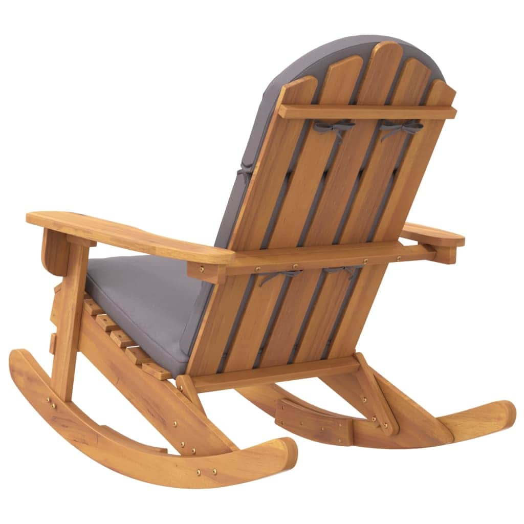 Functional Adirondack Rocking Chair with Cushions Patio Setup Evening