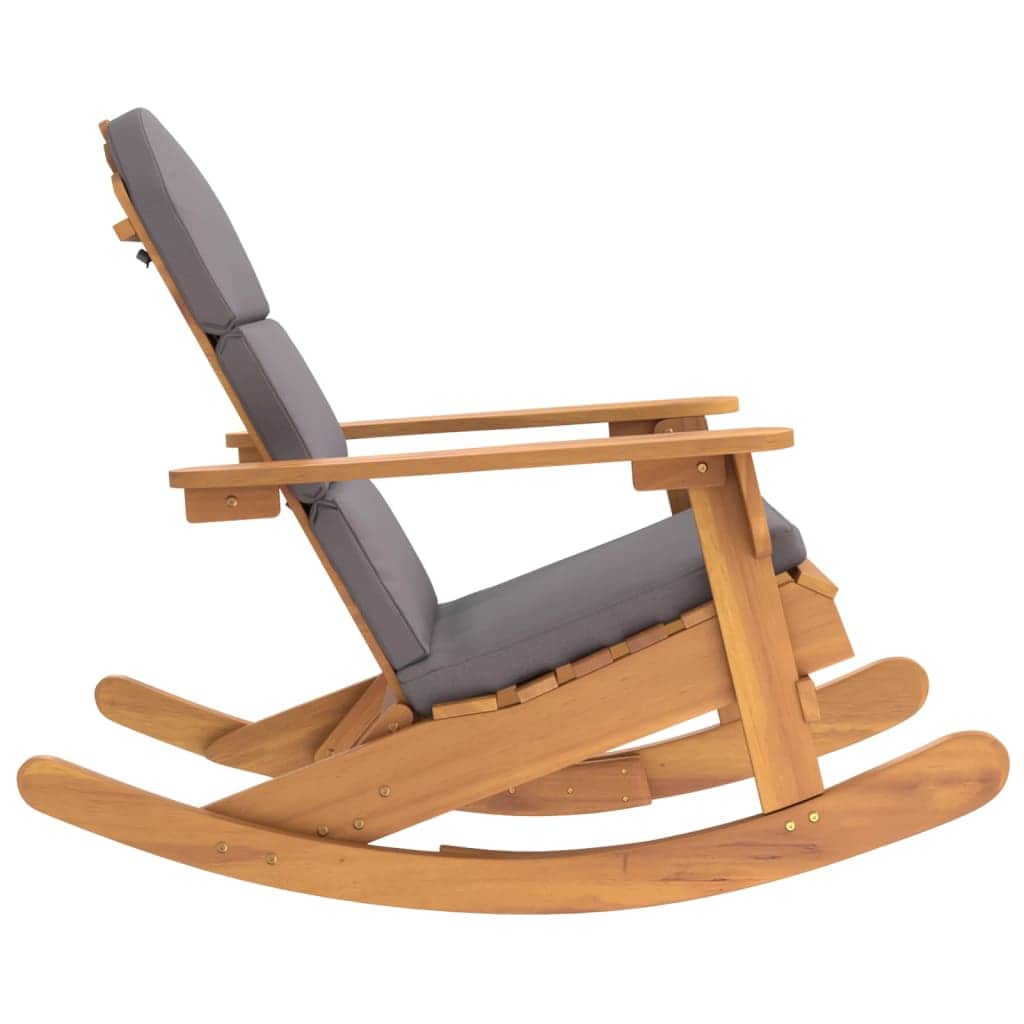 Functional Adirondack Rocking Chair with Cushions Patio Setup Evening