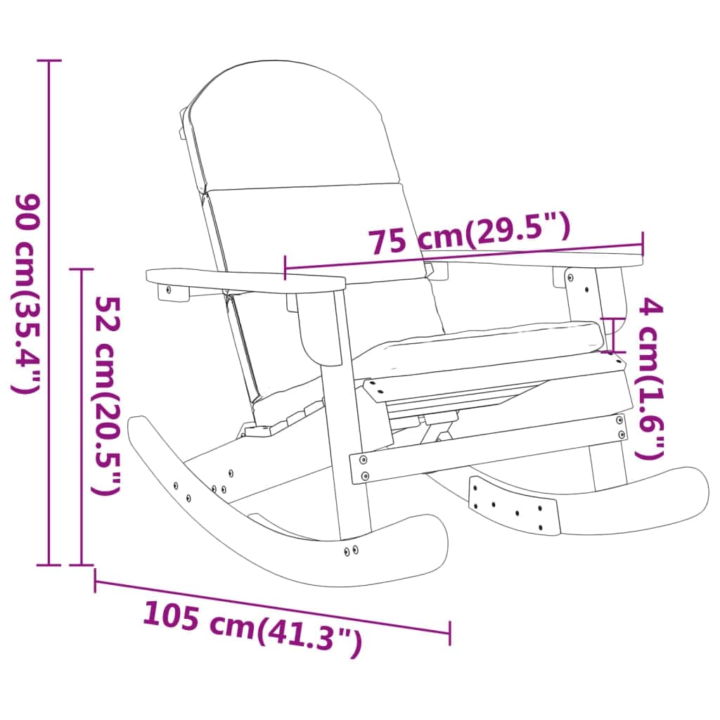 Functional Adirondack Rocking Chair with Cushions Patio Setup Evening