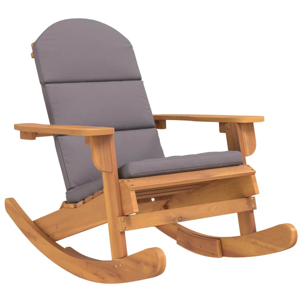 Functional Adirondack Rocking Chair with Cushions Patio Setup Evening