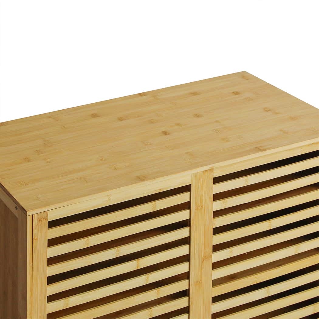 Functional Bamboo Storage Cabinet Freestanding Natural  Space-Saving