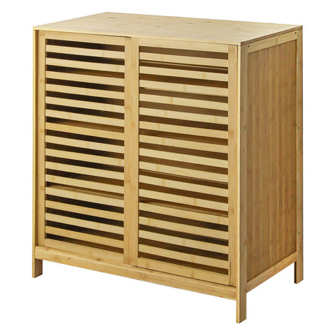 Functional Bamboo Storage Cabinet Freestanding Natural  Space-Saving