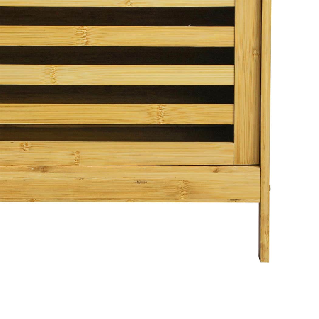 Functional Bamboo Storage Cabinet Freestanding Natural  Space-Saving
