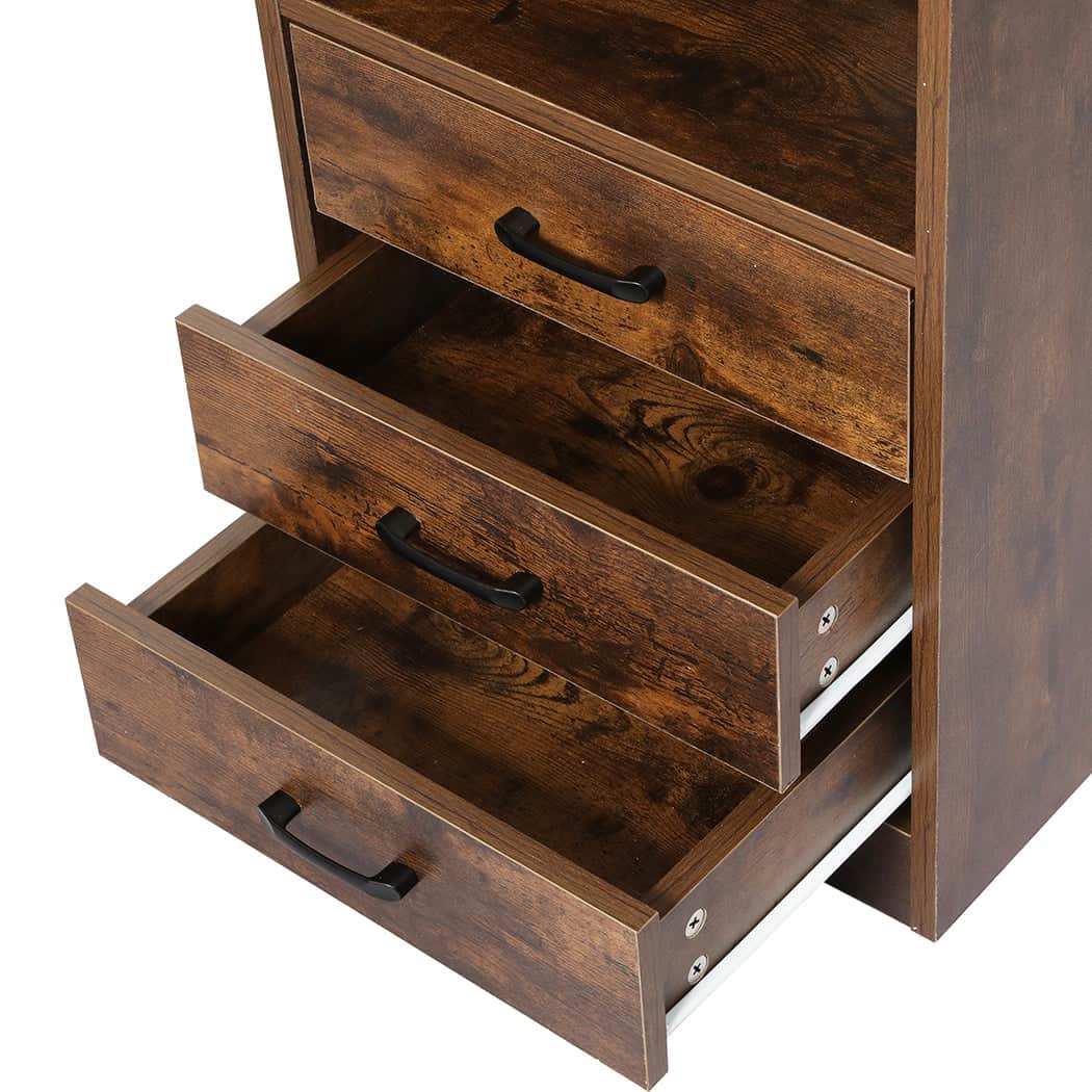 Functional Bedside Table USB Charger Outlet LED Oak  Comfortable