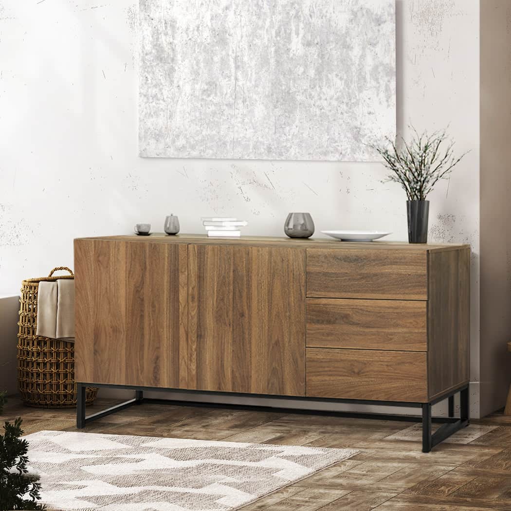 Functional Buffet Sideboard Storage Cabinet Walnut  Space-Saving