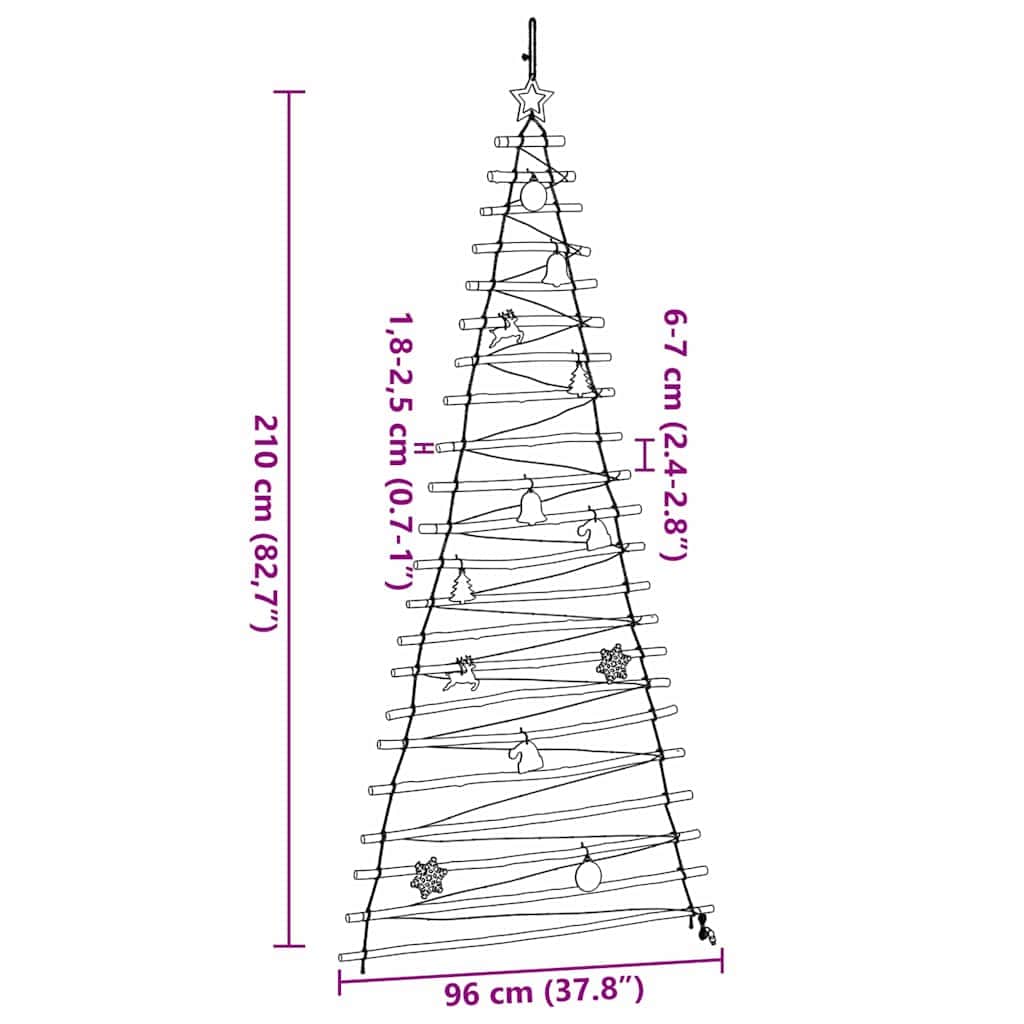 Functional Christmas Tree with 130 LEDs Natural 210cm Solid Ash wood - Home