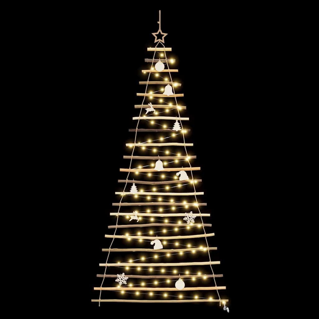 Functional Christmas Tree with 130 LEDs Natural 210cm Solid Ash wood - Home
