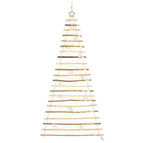 Functional Christmas Tree with 130 LEDs Natural 210cm Solid Ash wood - Home