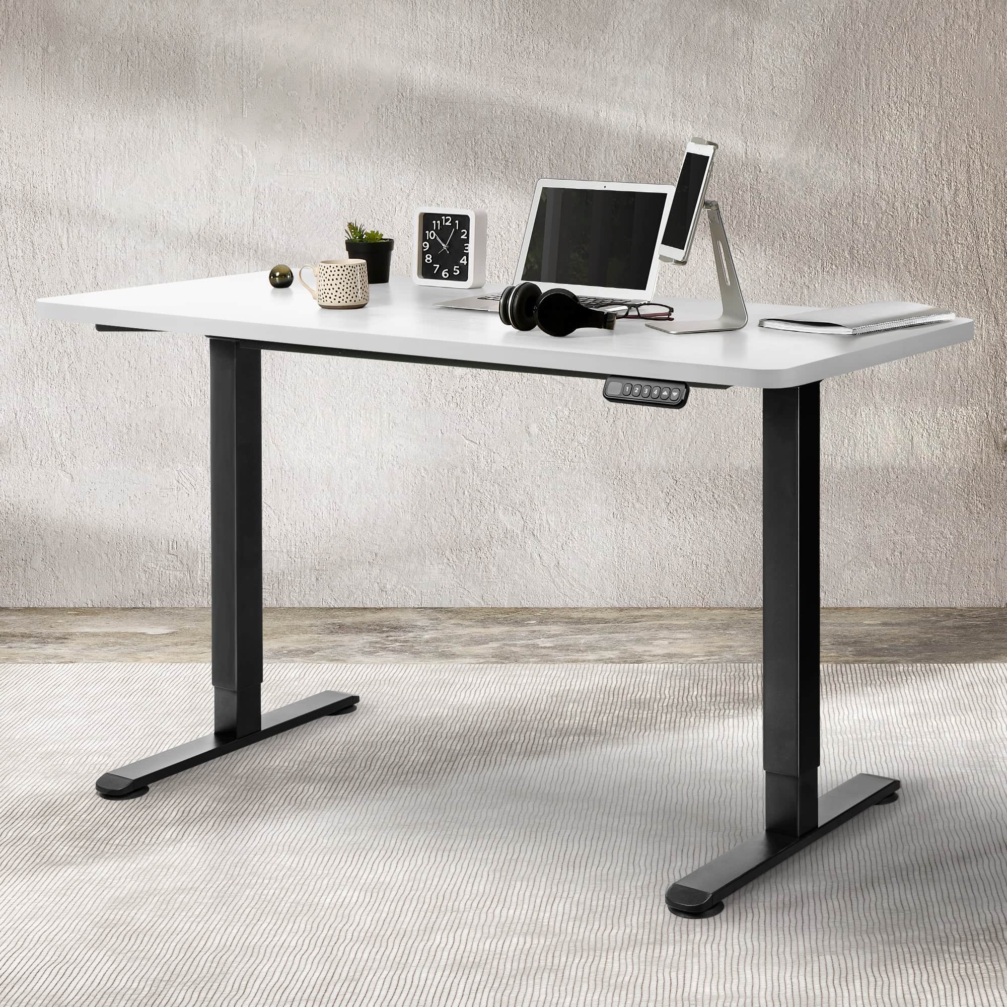 Functional Desktop For Motorised Adjustable Black 140X70CM White