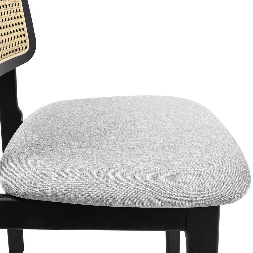 Functional Dining Chair Wood Rattan Armless Black x6  Easy Assembly