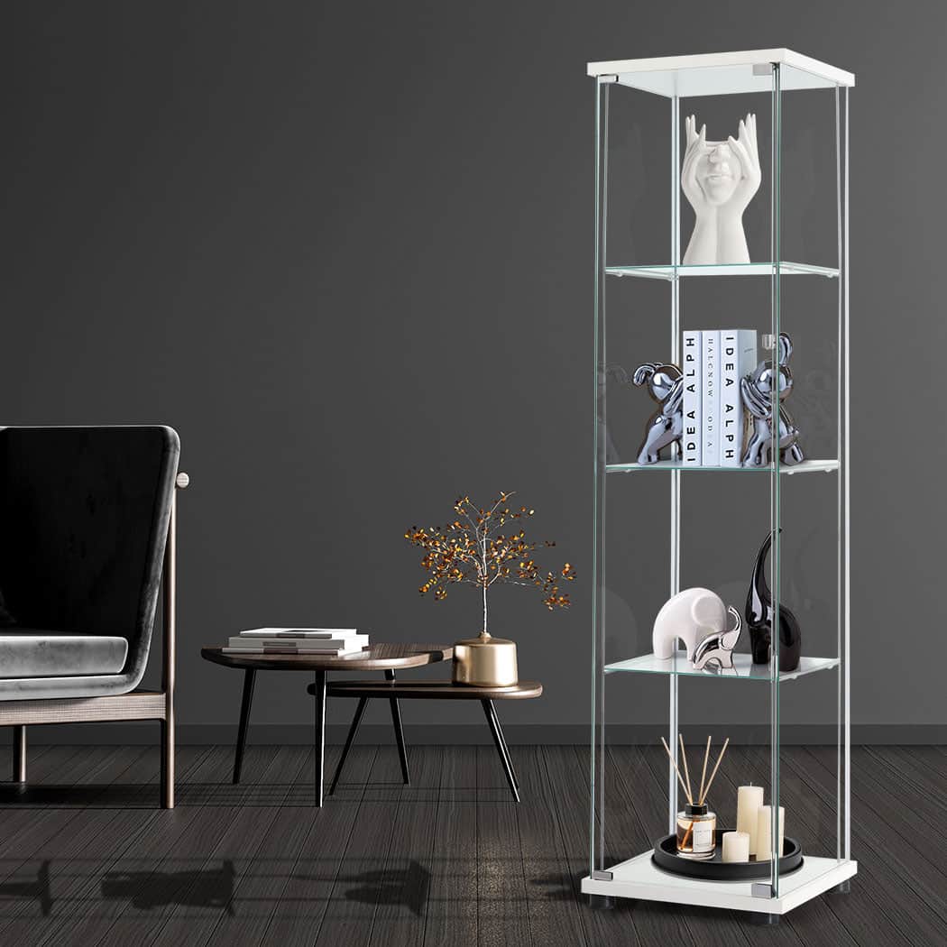 Functional Display Cabinet Tempered Glass White  Comfortable Design