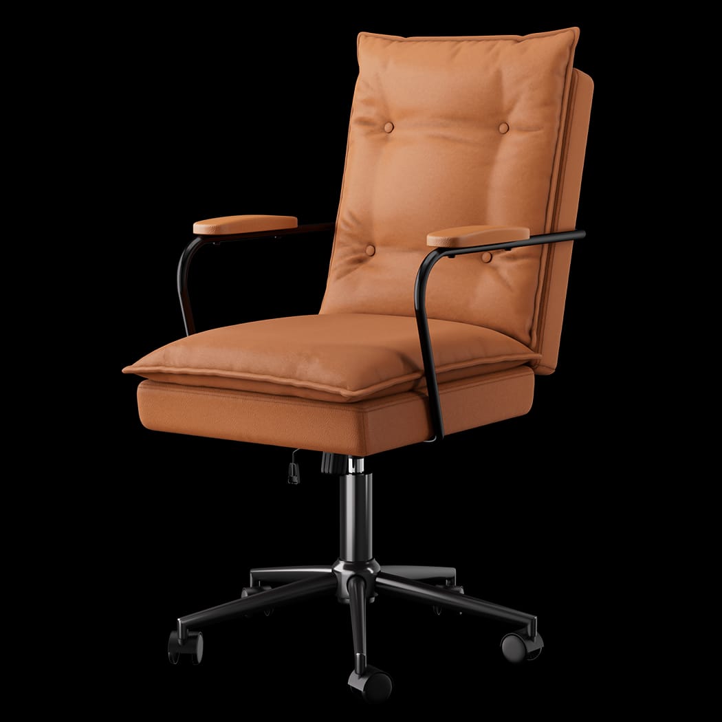 Functional Ergonomic Office Chair Computer PU Brown  Durable Frame - Brown colour