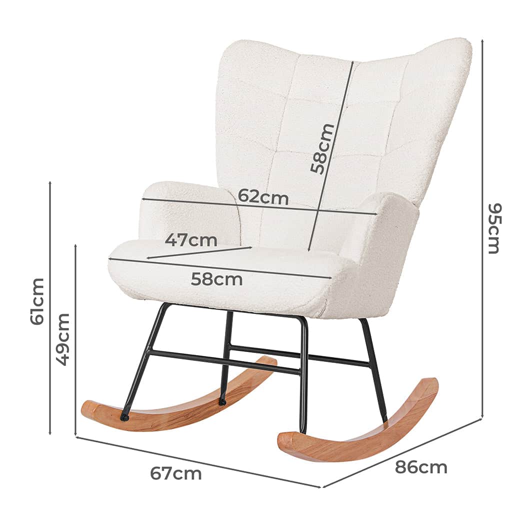 Functional Fleece Rocking Chair  Adjustable Height Classic Durable