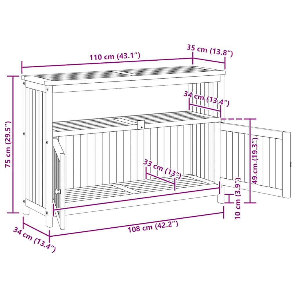 Functional Garden Console Table 110x35x75 cm Living Space Upgrade Boho