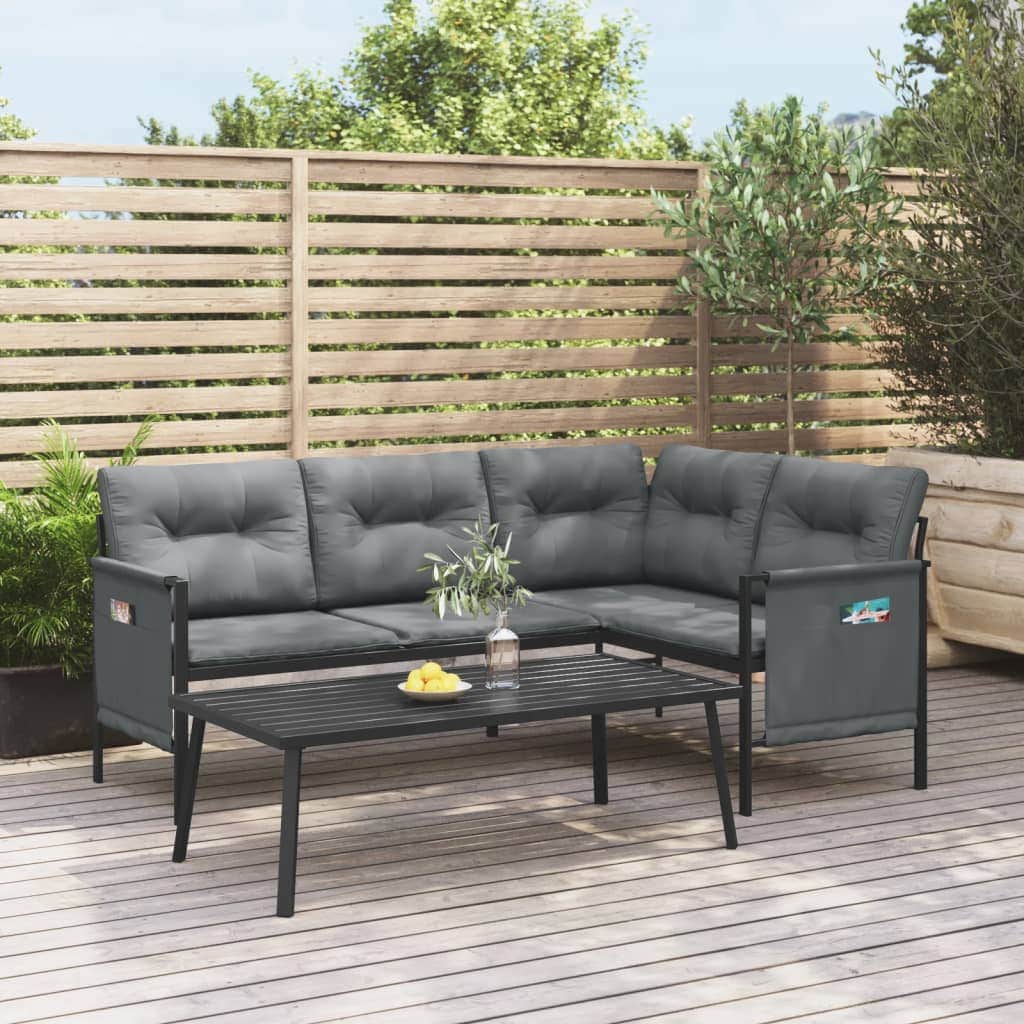 Functional Garden Corner Sofa Anthracite Steel Daily Living Essential Boho