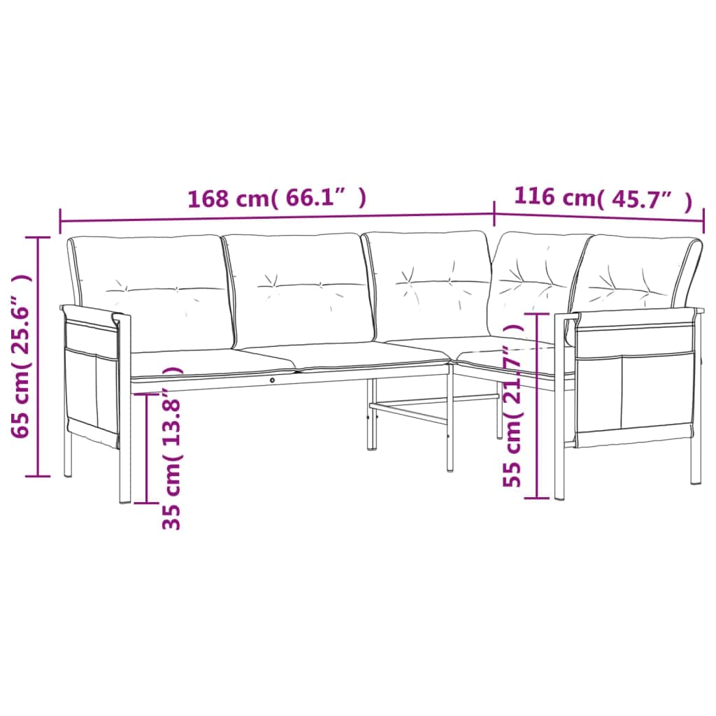 Functional Garden Corner Sofa Anthracite Steel Daily Living Essential Boho