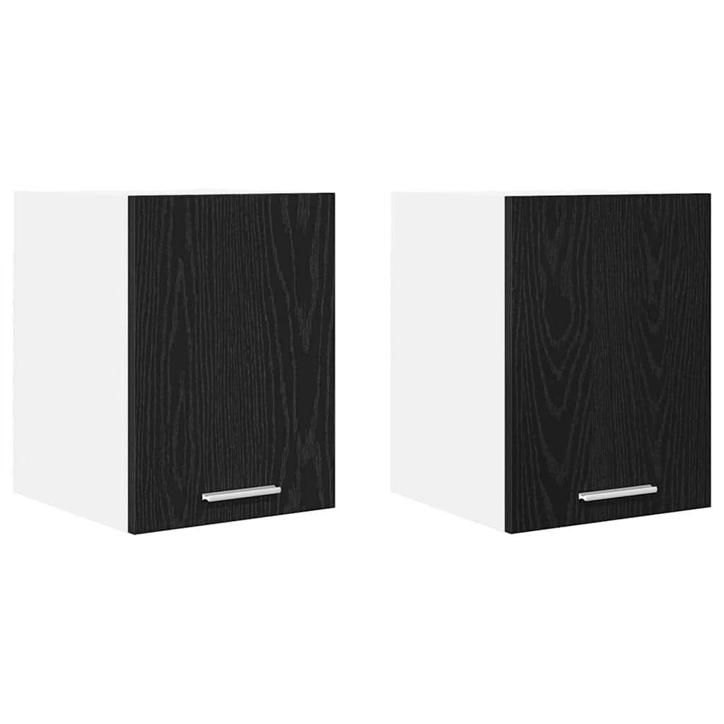 2 Pcs - Functional Hanging Cabinet Riga 2 pcs Black Oak and White x